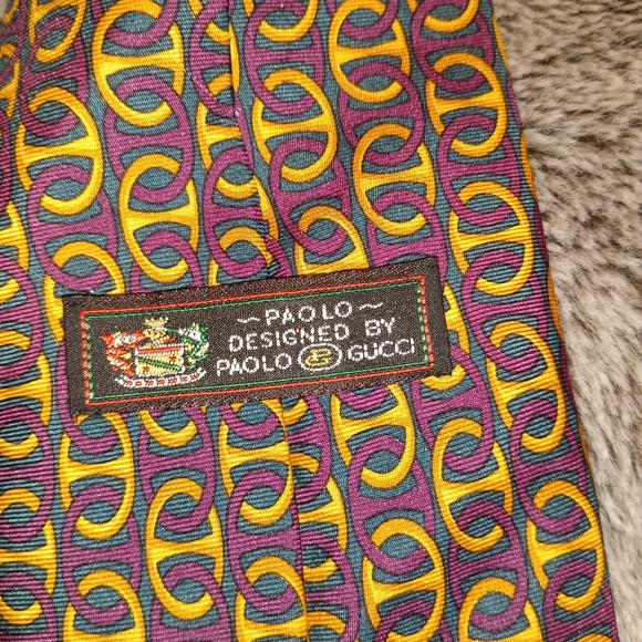 GUCCI Designed By Paolo Gucci Men's Vintage Silk Tie - Picture 3 of 4
